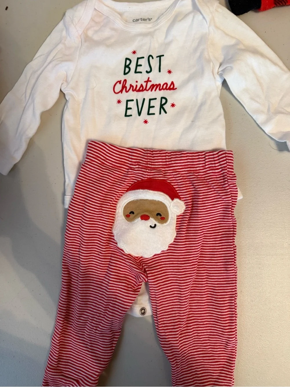 Carters Red Plaid & White 'Best Christmas Ever' One-Piece Set